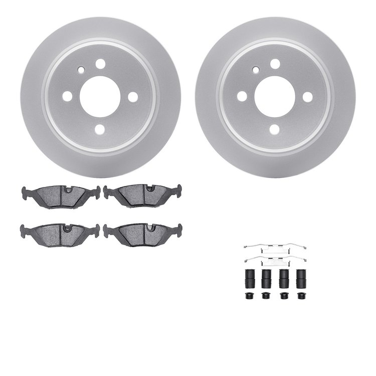 4612-31002 Geospec Brake Rotors w/5000 Euro Ceramic Brake Pads & Hardware, 1984-1991 BMW, Position: Rear