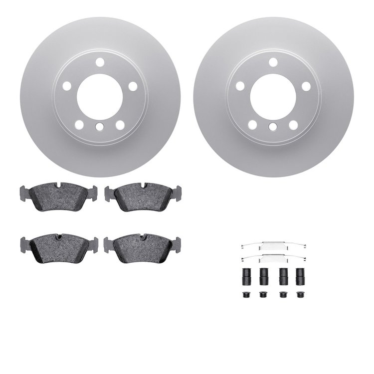 4612-31006 Geospec Brake Rotors w/5000 Euro Ceramic Brake Pads & Hardware, 1991-1998 BMW, Position: Front