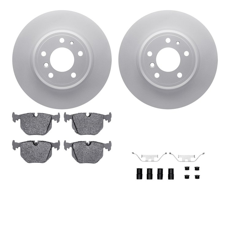 4612-31011 Geospec Brake Rotors w/5000 Euro Ceramic Brake Pads & Hardware, 1991-2001 BMW, Position: Rear