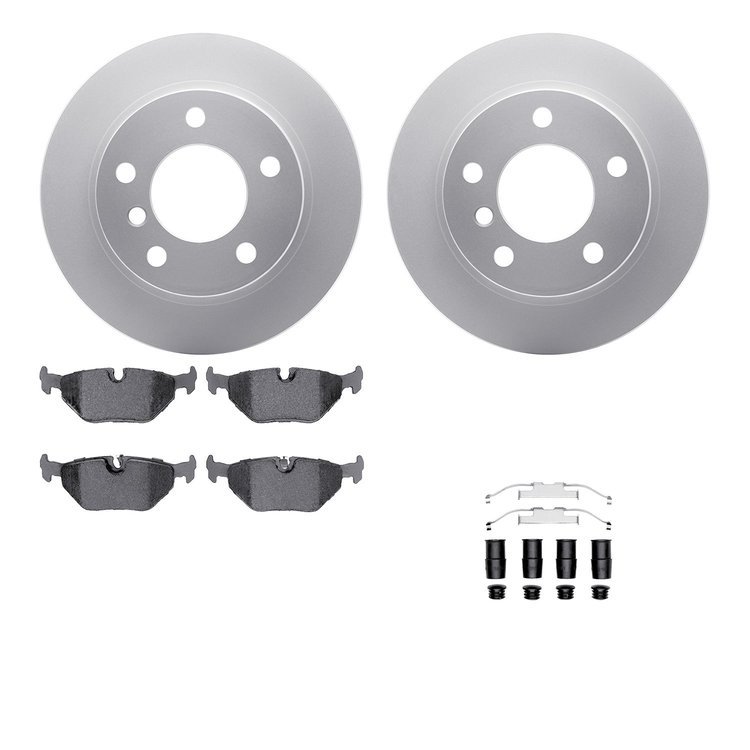 4612-31013 Geospec Brake Rotors w/5000 Euro Ceramic Brake Pads & Hardware, 1995-1999 BMW, Position: Rear