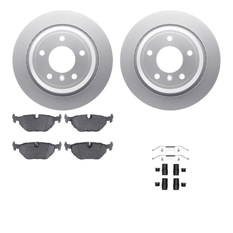 4612-31017 Geospec Brake Rotors w/5000 Euro Ceramic Brake Pads & Hardware, 1996-2003 BMW, Position: Rear