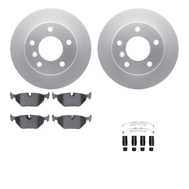 4612-31018 Geospec Brake Rotors w/5000 Euro Ceramic Brake Pads & Hardware, 1996-2002 BMW, Position: Rear
