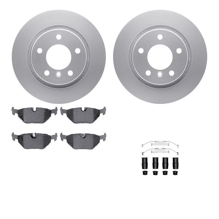 4612-31020 Geospec Brake Rotors w/5000 Euro Ceramic Brake Pads & Hardware, 1999-2006 BMW, Position: Rear