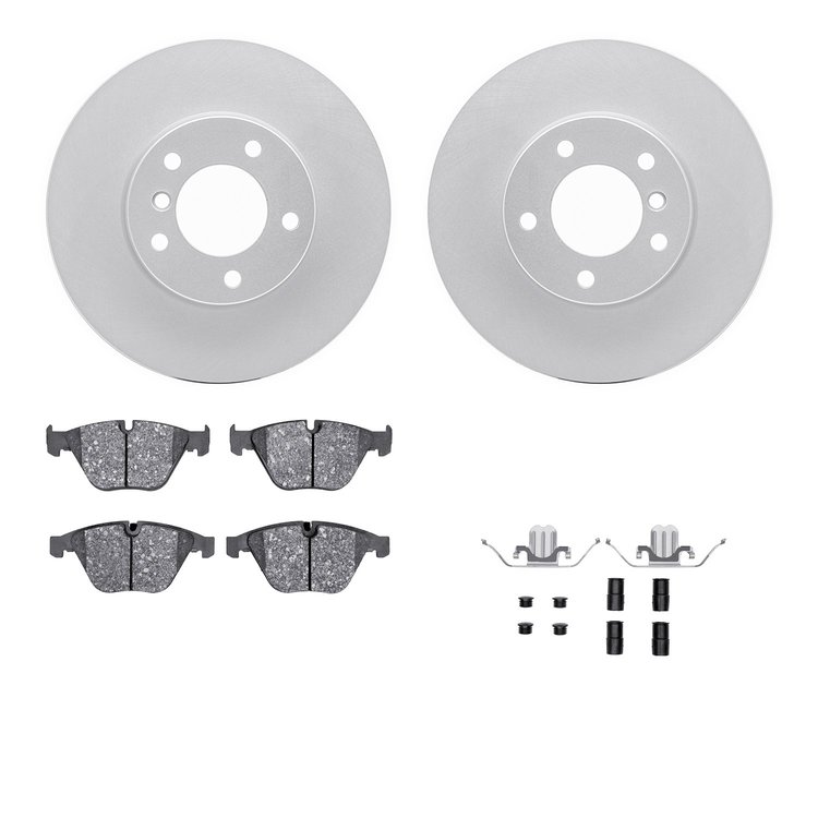 4612-31051 Geospec Brake Rotors w/5000 Euro Ceramic Brake Pads & Hardware, 2007-2015 BMW, Position: Front