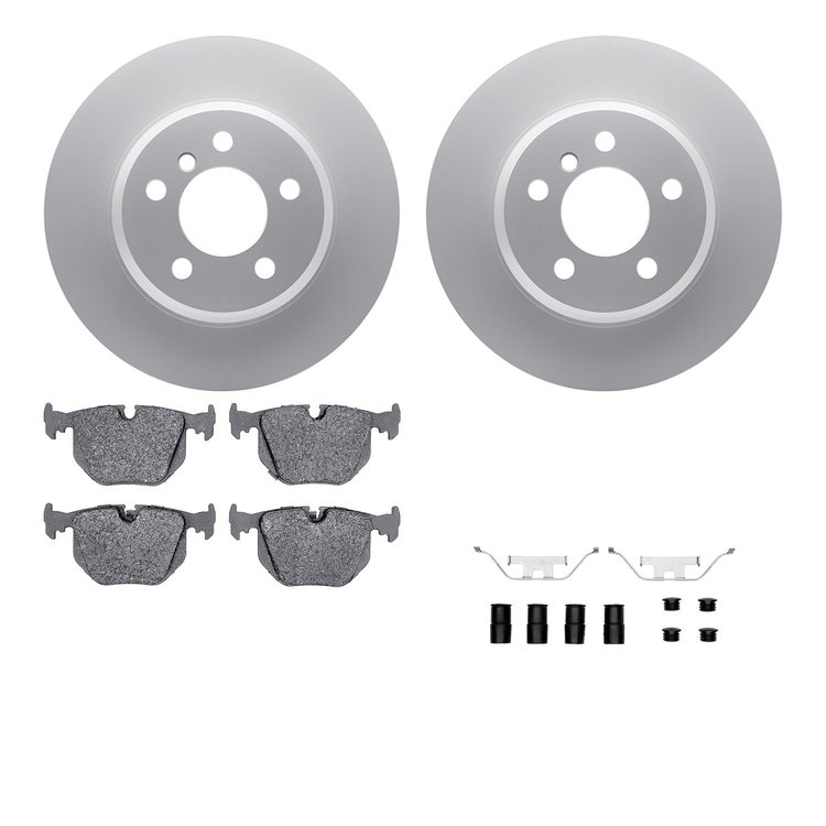 4612-31080 Geospec Brake Rotors w/5000 Euro Ceramic Brake Pads & Hardware, 2000-2006 BMW, Position: Rear