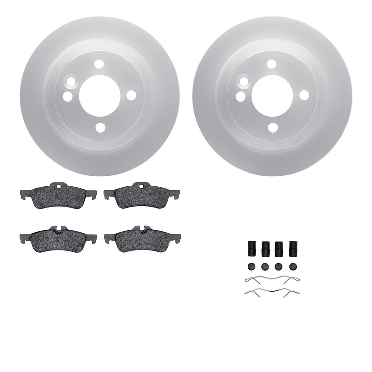 4612-32000 Geospec Brake Rotors w/5000 Euro Ceramic Brake Pads & Hardware, 2002-2008 Mini, Position: Rear