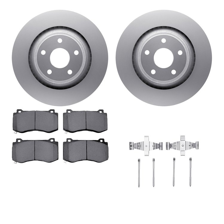 4612-42000 Geospec Brake Rotors w/5000 Euro Ceramic Brake Pads & Hardware, 2006-2010 Mopar, Position: Front