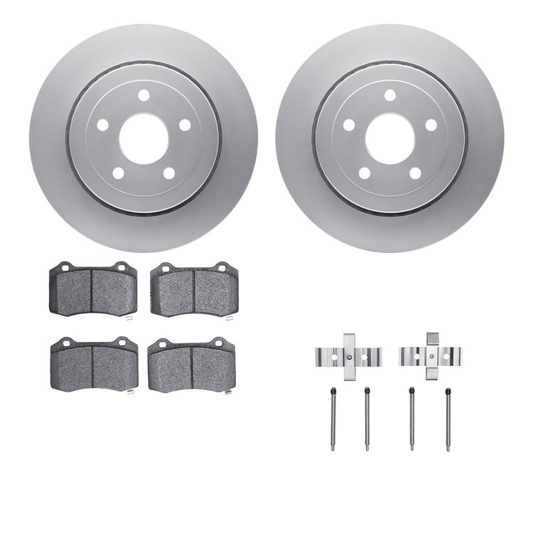 4612-42001 Geospec Brake Rotors w/5000 Euro Ceramic Brake Pads & Hardware, 2006-2010 Mopar, Position: Rear