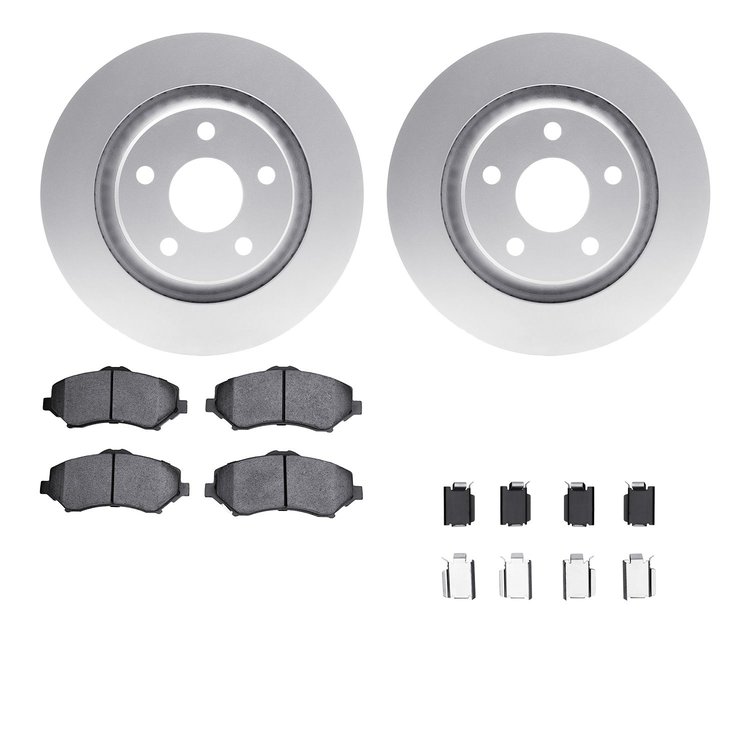 4612-42012 Geospec Brake Rotors w/5000 Euro Ceramic Brake Pads & Hardware, 2012-2018 Mopar, Position: Front