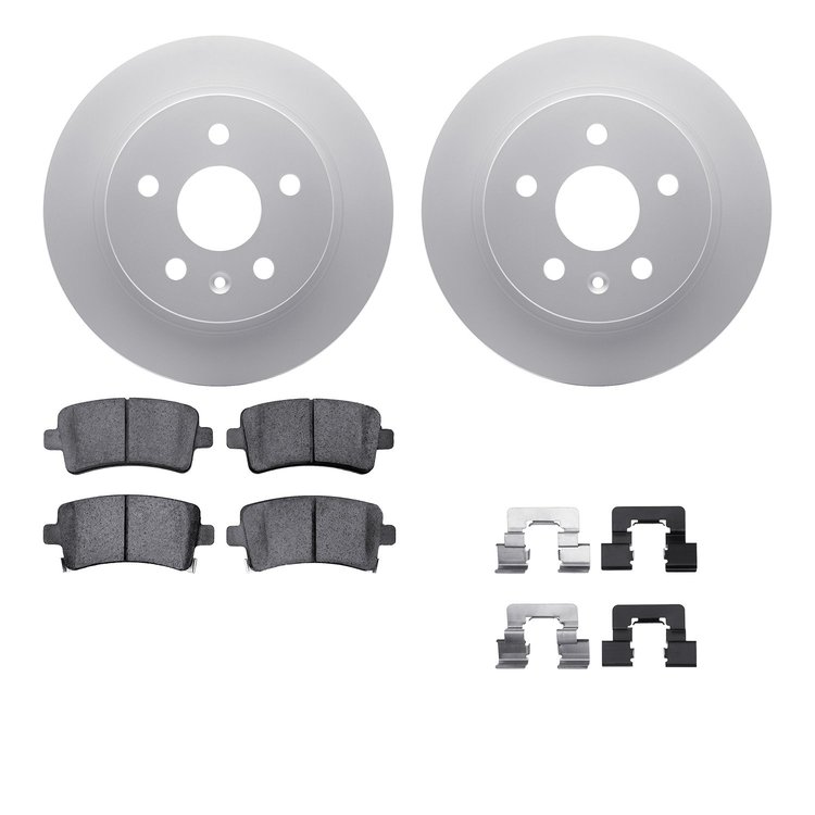 4612-45003 Geospec Brake Rotors w/5000 Euro Ceramic Brake Pads & Hardware, 2011-2016 GM, Position: Rear