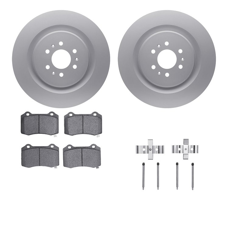 4612-46001 Geospec Brake Rotors w/5000 Euro Ceramic Brake Pads & Hardware, 2004-2011 GM, Position: Rear