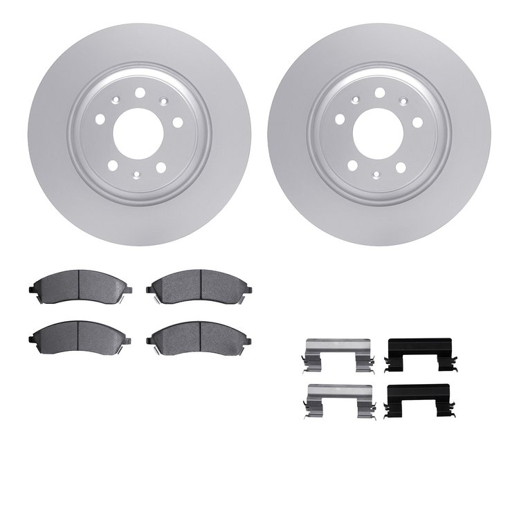 4612-46002 Geospec Brake Rotors w/5000 Euro Ceramic Brake Pads & Hardware, 2004-2008 GM, Position: Front