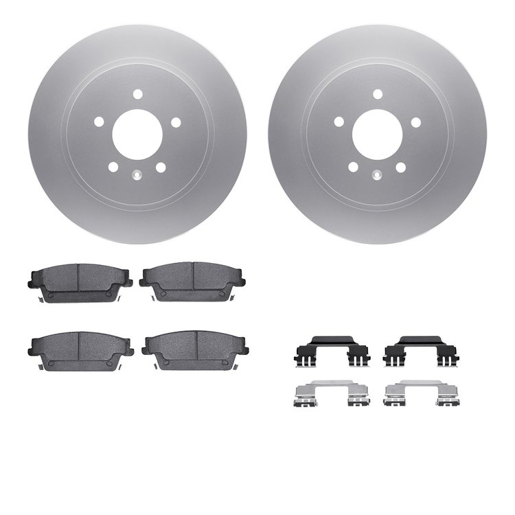 4612-46007 Geospec Brake Rotors w/5000 Euro Ceramic Brake Pads & Hardware, 2005-2011 GM, Position: Rear
