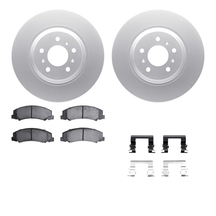 4612-46008 Geospec Brake Rotors w/5000 Euro Ceramic Brake Pads & Hardware, 2006-2016 GM, Position: Front