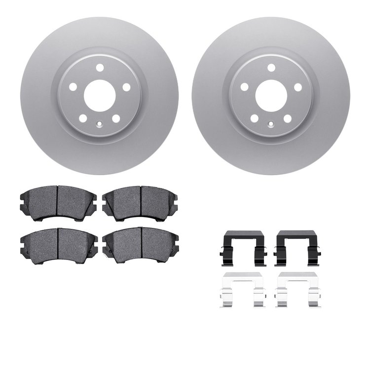 4612-46011 Geospec Brake Rotors w/5000 Euro Ceramic Brake Pads & Hardware, 2011-2017 GM, Position: Front