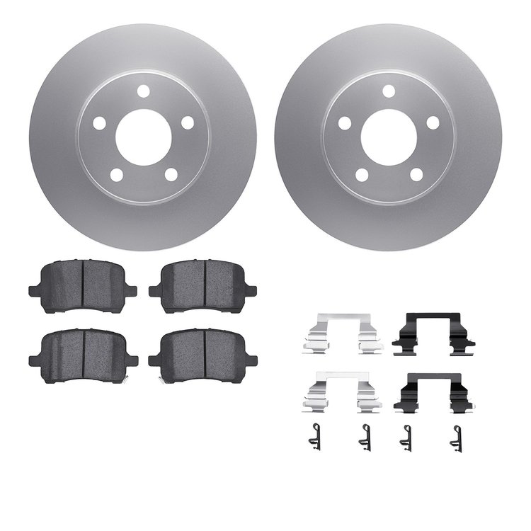 4612-47002 Geospec Brake Rotors w/5000 Euro Ceramic Brake Pads & Hardware, 2004-2008 GM, Position: Front
