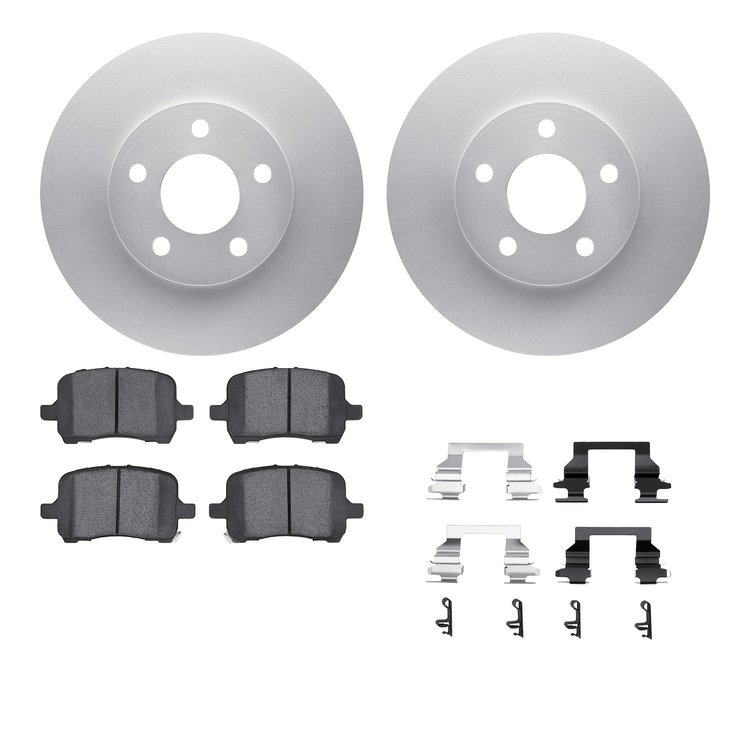 4612-47003 Geospec Brake Rotors w/5000 Euro Ceramic Brake Pads & Hardware, 2006-2011 GM, Position: Front