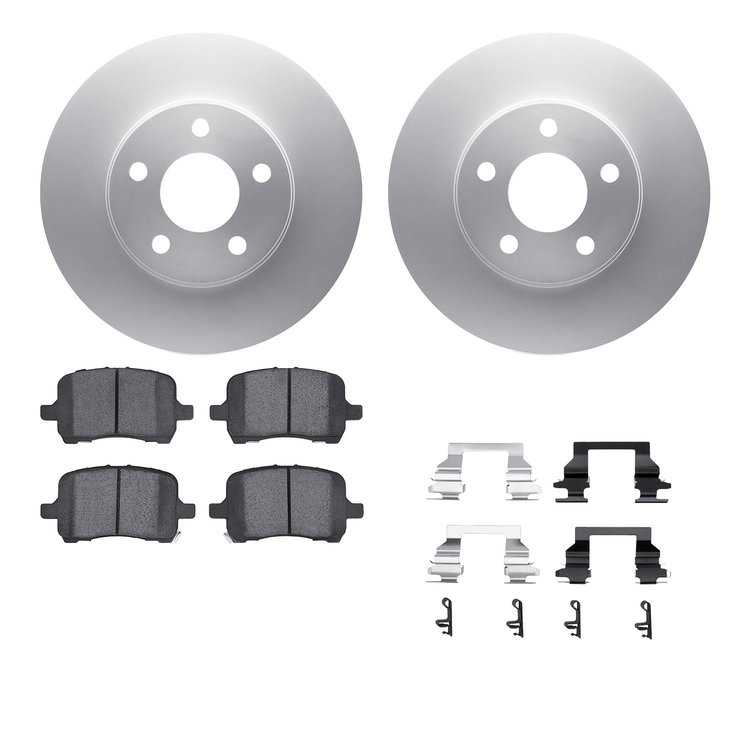 4612-47004 Geospec Brake Rotors w/5000 Euro Ceramic Brake Pads & Hardware, 2008-2008 GM, Position: Front