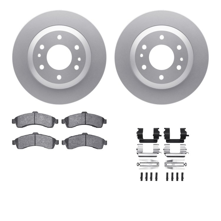 4612-48001 Geospec Brake Rotors w/5000 Euro Ceramic Brake Pads & Hardware, 2002-2005 GM, Position: Front