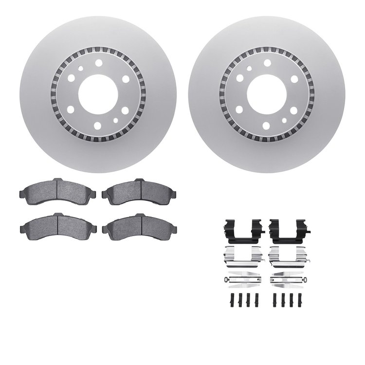 4612-48003 Geospec Brake Rotors w/5000 Euro Ceramic Brake Pads & Hardware, 2002-2005 GM, Position: Front