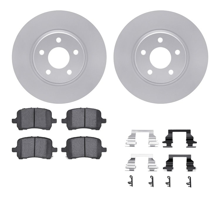 4612-53000 Geospec Brake Rotors w/5000 Euro Ceramic Brake Pads & Hardware, 2004-2012 GM, Position: Front