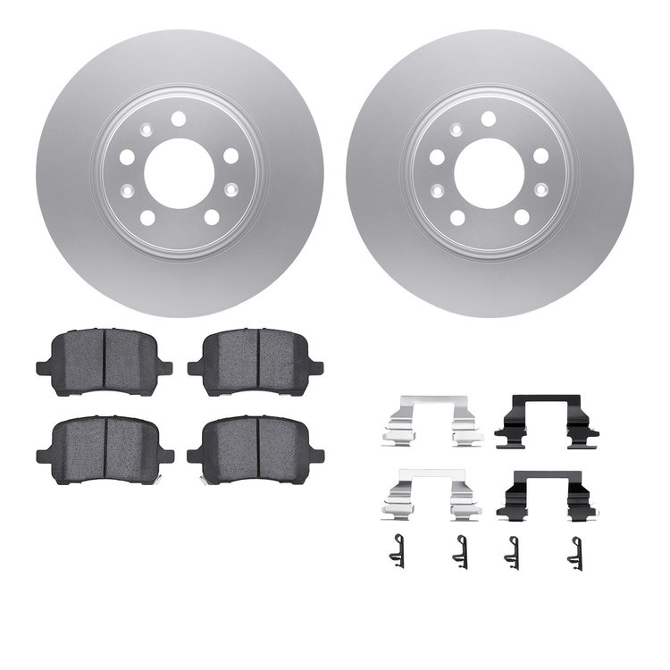 4612-53001 Geospec Brake Rotors w/5000 Euro Ceramic Brake Pads & Hardware, 2006-2010 GM, Position: Front