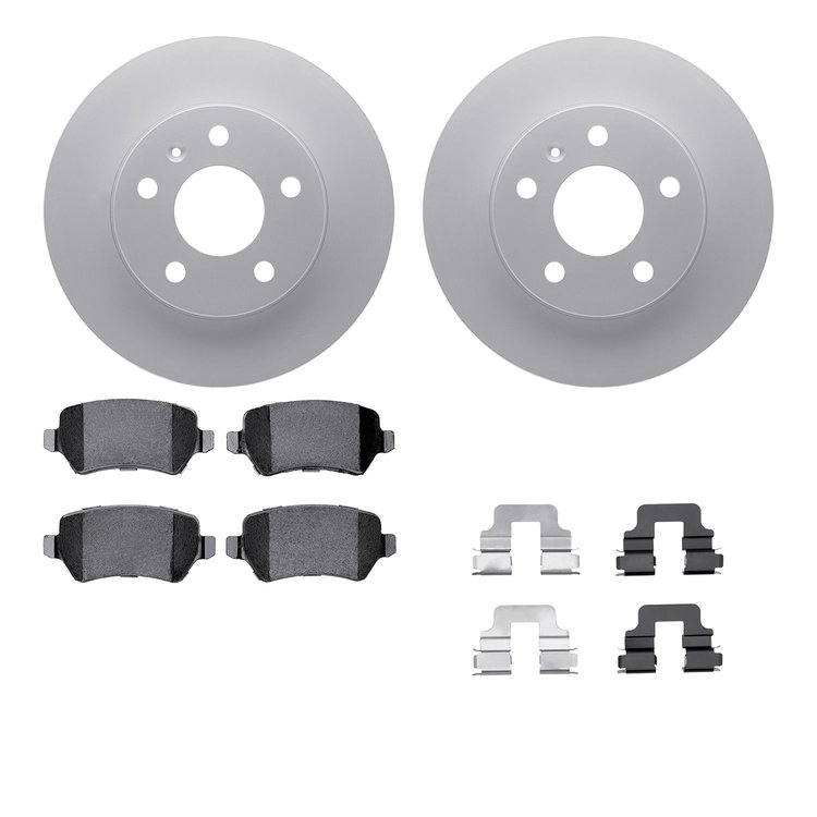 4612-53003 Geospec Brake Rotors w/5000 Euro Ceramic Brake Pads & Hardware, 2002-2008 GM, Position: Rear