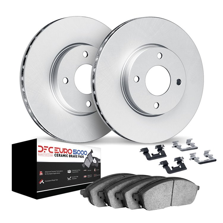 4612-54027 Geospec Brake Rotors w/5000 Euro Ceramic Brake Pads & Hardware, Fits Select Ford/Lincoln/Mercury/Mazda, Position: Fro