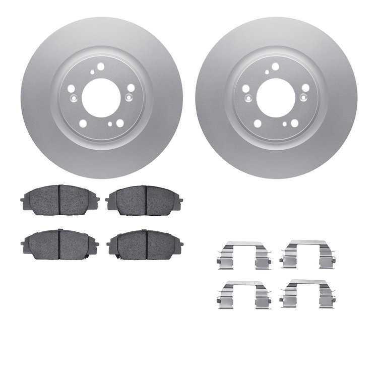 4612-59000 Geospec Brake Rotors w/5000 Euro Ceramic Brake Pads & Hardware, 2000-2009 Acura/Honda, Position: Front