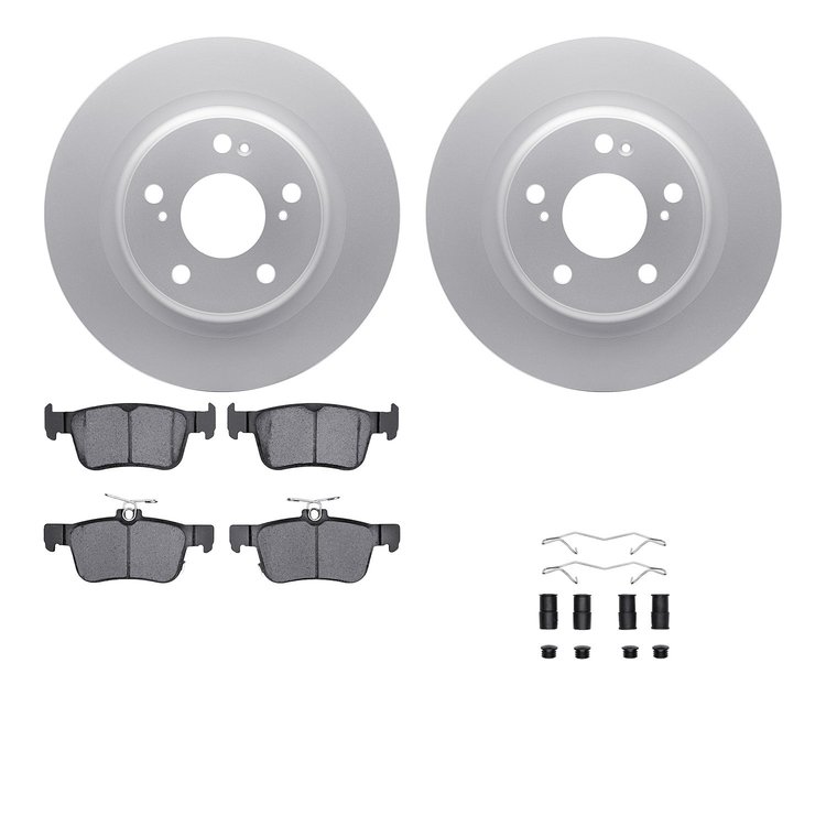 4612-59005 Geospec Brake Rotors w/5000 Euro Ceramic Brake Pads & Hardware, 2017-2021 Acura/Honda, Position: Rear