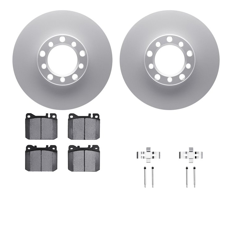 4612-63004 Geospec Brake Rotors w/5000 Euro Ceramic Brake Pads & Hardware, 1979-1985 Mercedes-Benz, Position: Front