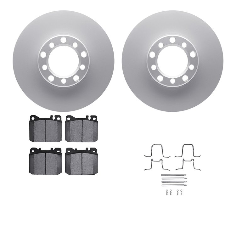 4612-63005 Geospec Brake Rotors w/5000 Euro Ceramic Brake Pads & Hardware, 1979-1985 Mercedes-Benz, Position: Front