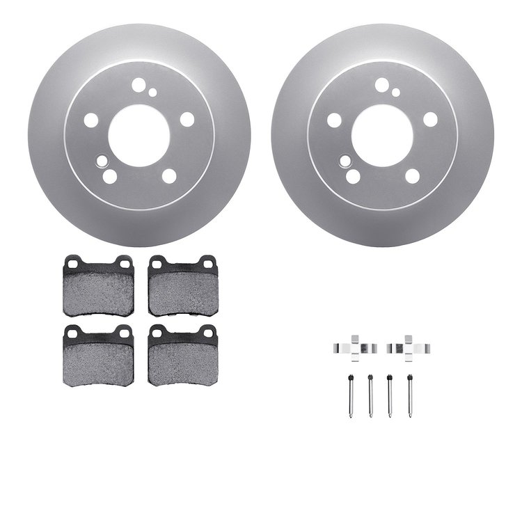 4612-63010 Geospec Brake Rotors w/5000 Euro Ceramic Brake Pads & Hardware, 1984-1989 Mercedes-Benz, Position: Rear