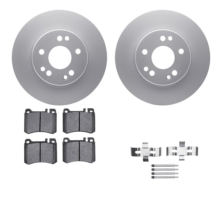 4612-63013 Geospec Brake Rotors w/5000 Euro Ceramic Brake Pads & Hardware, 1986-1989 Mercedes-Benz, Position: Front