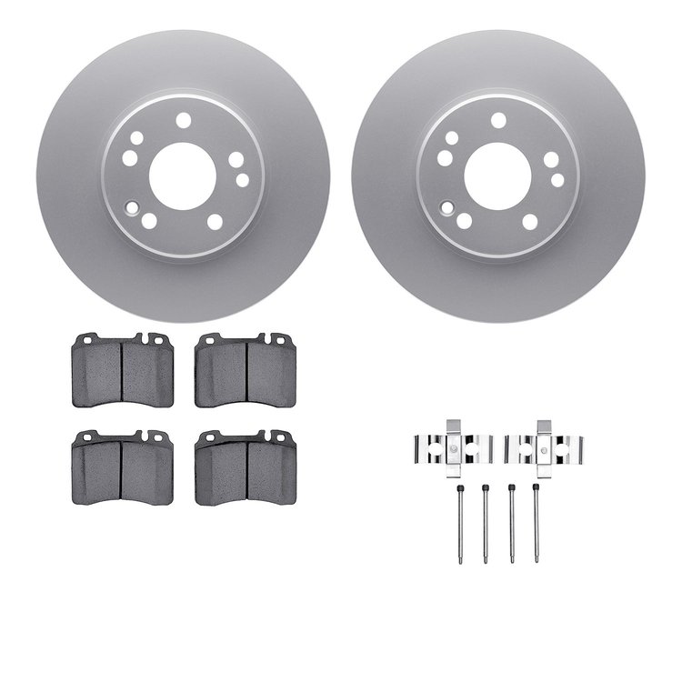 4612-63015 Geospec Brake Rotors w/5000 Euro Ceramic Brake Pads & Hardware, 1990-1998 Mercedes-Benz, Position: Front