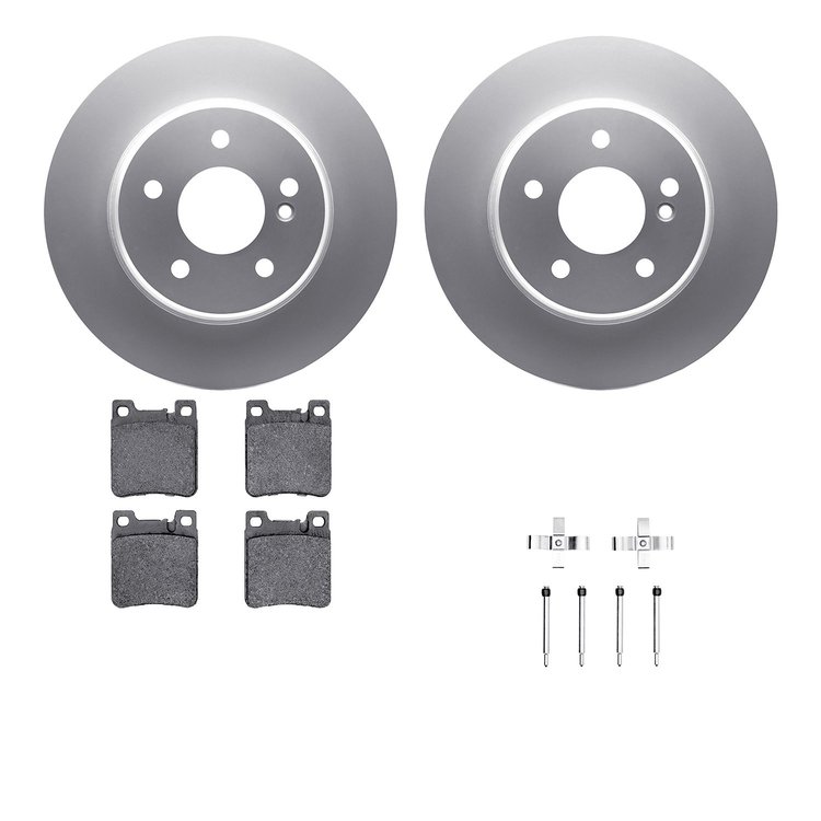 4612-63018 Geospec Brake Rotors w/5000 Euro Ceramic Brake Pads & Hardware, 1994-2000 Mercedes-Benz, Position: Rear