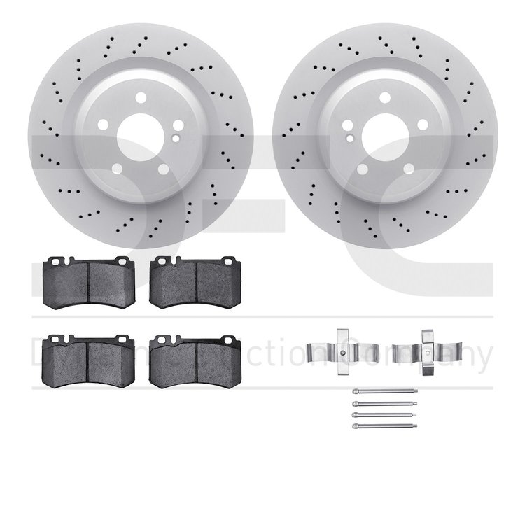 4612-63043 Geospec Brake Rotors w/5000 Euro Ceramic Brake Pads & Hardware, 2003-2009 Mercedes-Benz, Position: Rear
