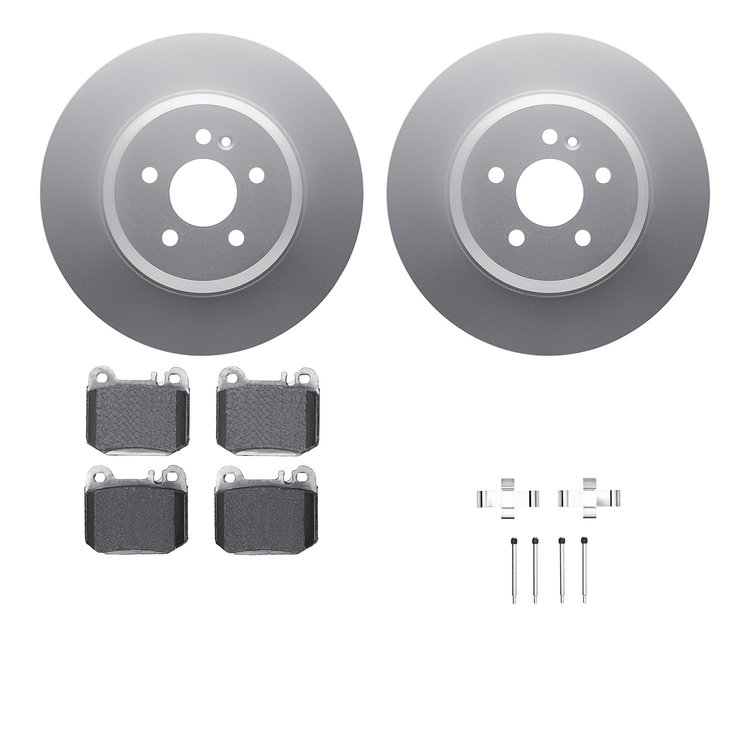 4612-63067 Geospec Brake Rotors w/5000 Euro Ceramic Brake Pads & Hardware, 2000-2005 Mercedes-Benz, Position: Rear
