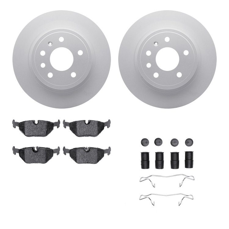 4612-65002 Geospec Brake Rotors w/5000 Euro Ceramic Brake Pads & Hardware, 1999-2010 GM, Position: Rear