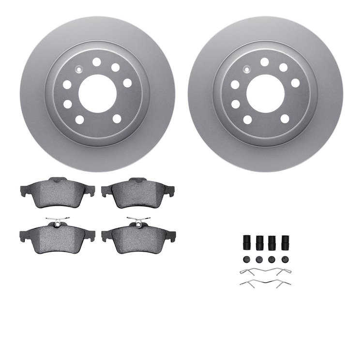 4612-65009 Geospec Brake Rotors w/5000 Euro Ceramic Brake Pads & Hardware, 2003-2011 GM, Position: Rear
