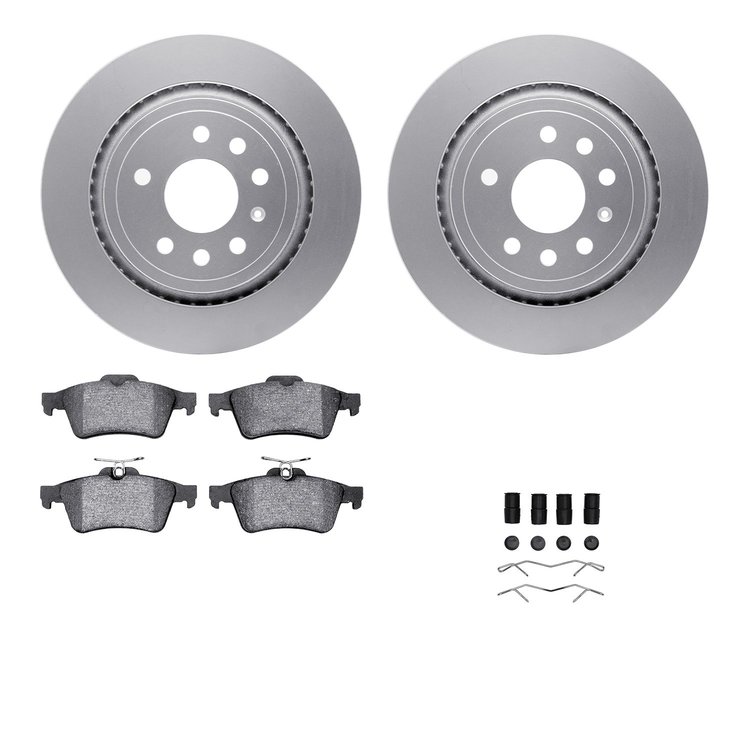 4612-65010 Geospec Brake Rotors w/5000 Euro Ceramic Brake Pads & Hardware, 2003-2011 GM, Position: Rear