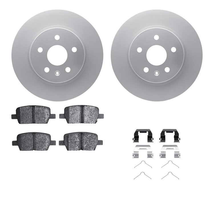4612-65014 Geospec Brake Rotors w/5000 Euro Ceramic Brake Pads & Hardware, Fits Select GM, Position: Rear