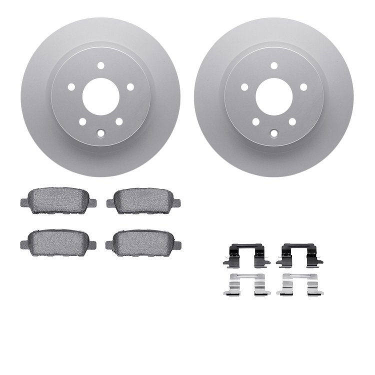 4612-67003 Geospec Brake Rotors w/5000 Euro Ceramic Brake Pads & Hardware, 2005-2021 Infiniti/Nissan, Position: Rear