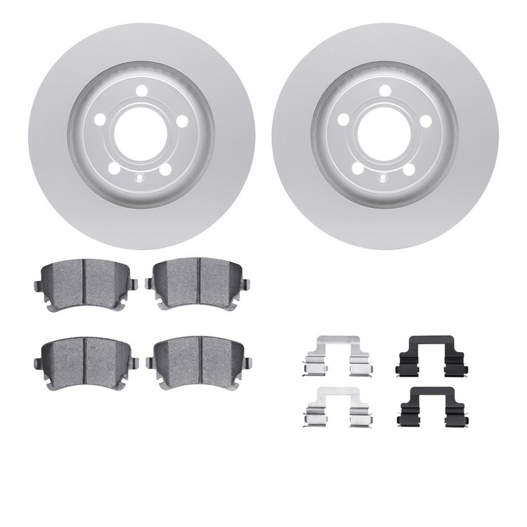 4612-73012 Geospec Brake Rotors w/5000 Euro Ceramic Brake Pads & Hardware, 2004-2009 Audi/Volkswagen, Position: Rear