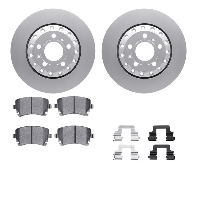 4612-73022 Geospec Brake Rotors w/5000 Euro Ceramic Brake Pads & Hardware, 2004-2010 Audi/Volkswagen, Position: Rear