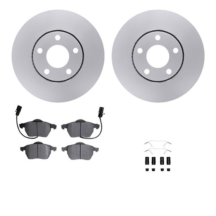 4612-73023 Geospec Brake Rotors w/5000 Euro Ceramic Brake Pads & Hardware, 1998-2008 Audi/Volkswagen, Position: Front