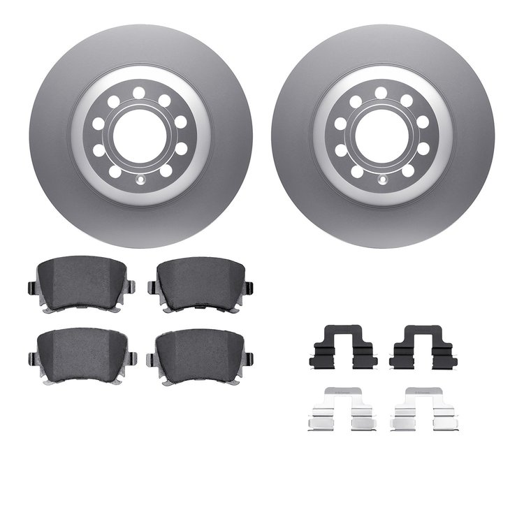 4612-73024 Geospec Brake Rotors w/5000 Euro Ceramic Brake Pads & Hardware, 2005-2011 Audi/Volkswagen, Position: Rear