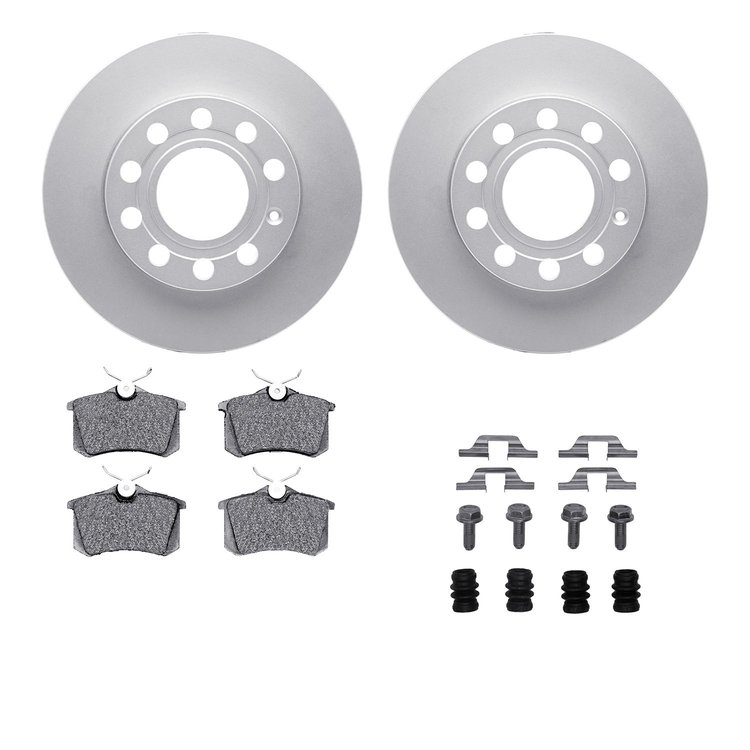 4612-73025 Geospec Brake Rotors w/5000 Euro Ceramic Brake Pads & Hardware, 2002-2006 Audi/Volkswagen, Position: Rear