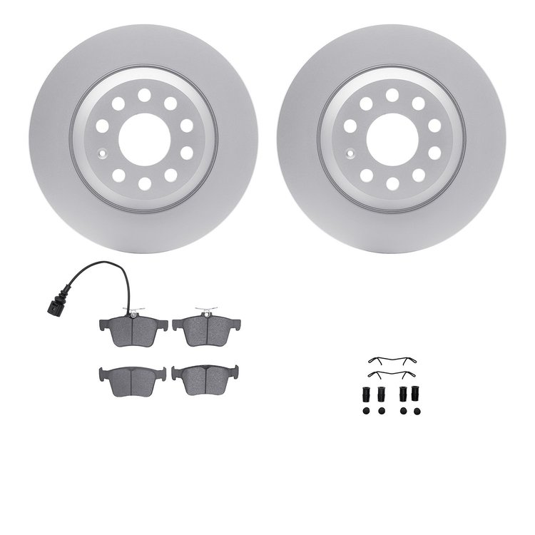 4612-73053 Geospec Brake Rotors w/5000 Euro Ceramic Brake Pads & Hardware, Fits Select Audi/Volkswagen, Position: Rear