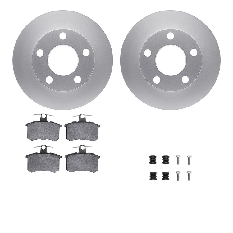 4612-74003 Geospec Brake Rotors w/5000 Euro Ceramic Brake Pads & Hardware, 1992-1998 Audi/Volkswagen, Position: Rear